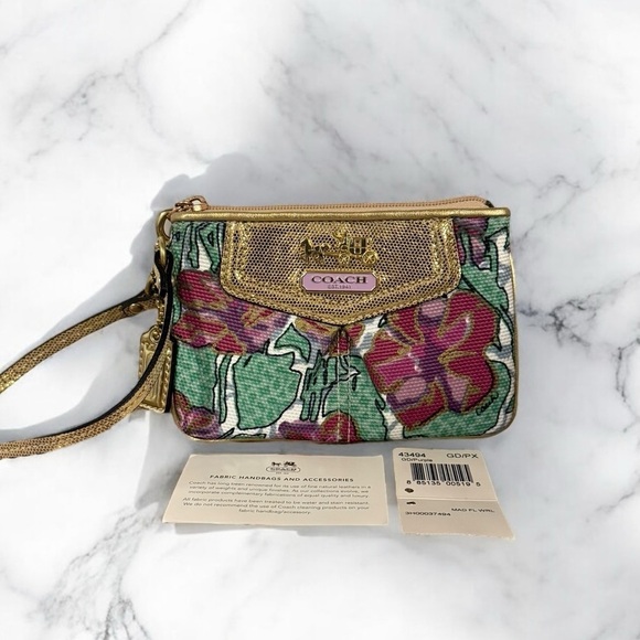 SOLD ELSEWHERE COACH Vintage Ashley Floral Wristlet Y2K NWT Pink Green - Picture 2 of 8